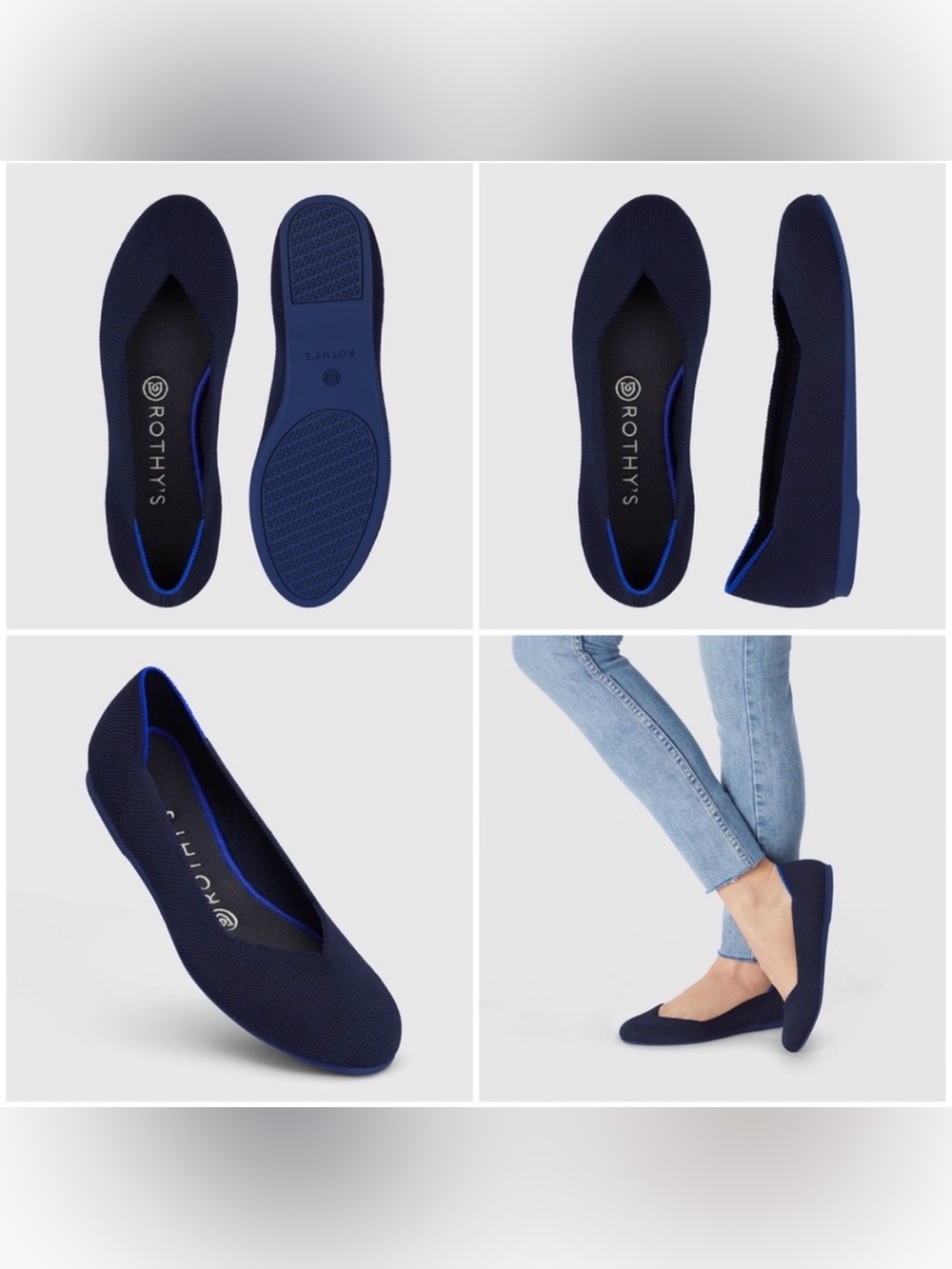 Rothys Navy Solid Flats